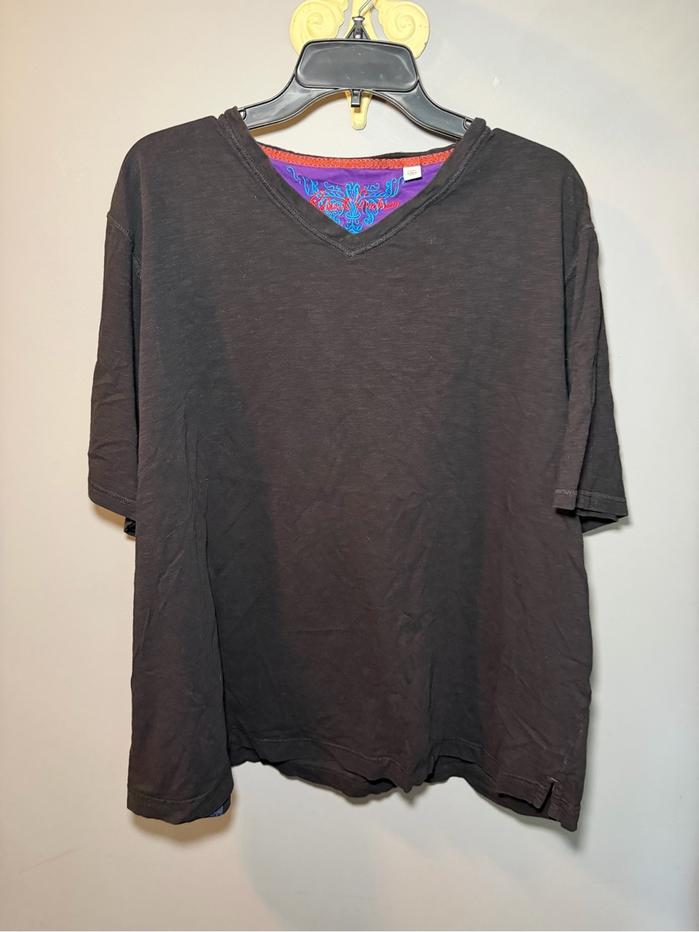 Robert Graham Black Tee with Purple Body and Bright Embroidery